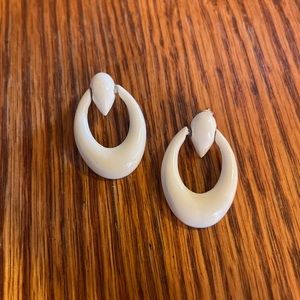Vintage White enamel metal Earrings engagement earrings wedding earrings